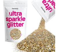 Hemway Ultra Sparkle Glitter - Gold Silver | Fine Metallic Flakes for Resin & Epoxy Crafts | Supplies for Tumblers, Festival, Hair, Face, Body, Eye & Nail Art Decoration | 100 g
