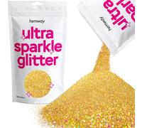 Hemway Ultra Sparkle Glitter - Gold Silver Holographic | 100g Microfine Metallic Flakes for Resin & Epoxy Crafts | Supplies for Tumblers, Festival, Hair, Face, Body, Eye & Nail Art Decoration
