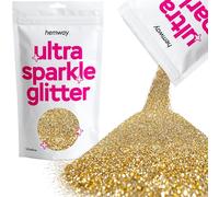 Hemway Ultra Sparkle Glitter - Gold Silver | Metallic Flakes for Resin & Epoxy Crafts | Supplies for Tumblers, Festival, Hair, Face, Body, Eye & Nail Art Decoration | 100 g
