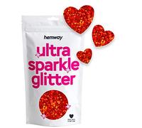 Hemway Ultra Sparkle Glitter - Heart | 50g Red Holographic Metallic Flake Sequins for Resin & Epoxy Crafts | Craft Supplies for Tumblers, Festival, Hair, Face, Body, Eye & Nail Art Decoration