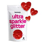 Hemway Ultra Sparkle Glitter - Heart | 50g Red Metallic Flake Sequins for Resin & Epoxy Crafts | Craft Supplies for Tumblers, Festival, Hair, Face, Body, Eye & Nail Art Decoration