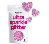 Hemway Ultra Sparkle Glitter Heart Shape, 50g, Pink Holographic | Shaped Glitter for Arts & Crafts, Nail Art, Crafting, Card Making, Sparkle Decoration