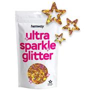 Hemway Ultra Sparkle Glitter - Hollow Star | 50g Gold Holographic Metallic Flake Sequins for Resin & Epoxy Crafts | Craft Supplies for Tumblers, Festival, Face, Body, Eye & Nail Art Decoration