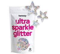 Hemway Ultra Sparkle Glitter Hollow Star Shape, 50g, Silver Holographic | Shaped Glitter for Arts & Crafts, Nail Art, Crafting, Card Making, Sparkle Decoration