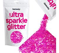 Hemway Ultra Sparkle Glitter - Hot Pink Iridescent Mix | Mixed Metallic Flakes for Resin & Epoxy Crafts | Supplies for Tumblers, Festival, Hair, Face, Body, Eye & Nail Art Decoration | 100 g