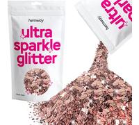 Hemway Ultra Sparkle Glitter Light Rose Gold 100g Multi Size | Glitter for Arts & Craft, Makeup, Nail Art, Crafting, Card Making, Sparkle Decoration