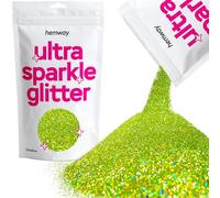 Hemway Ultra Sparkle Glitter - Lime Green Holographic | Ultrafine Metallic Flakes for Resin & Epoxy Crafts | Supplies for Tumblers, Festival, Hair, Face, Body, Eye & Nail Art Decoration | 100 g