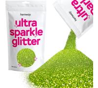 Hemway Ultra Sparkle Glitter - Lime Green | Microfine Metallic Flakes for Resin & Epoxy Crafts | Supplies for Tumblers, Festival, Hair, Face, Body, Eye & Nail Art Decoration | 100 g