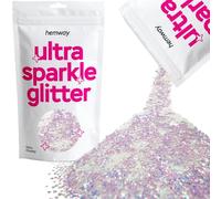 Hemway Ultra Sparkle Glitter - Mother of Pearl Iridescent | 100g Extra Chunky Metallic Flakes for Resin & Epoxy Crafts | Supplies for Tumblers, Festival, Hair, Face, Body, Eye & Nail Decoration