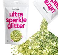 Hemway Ultra Sparkle Glitter Olive Green 100g Super Chunky | Glitter for Arts & Craft, Makeup, Nail Art, Crafting, Card Making, Sparkle Decoration