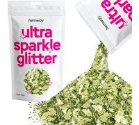 Hemway Ultra Sparkle Glitter - Olive Green | Multi Size Metallic Flakes for Resin & Epoxy Crafts | Supplies for Tumblers, Festival, Hair, Face, Body, Eye & Nail Art Decoration | 100 g