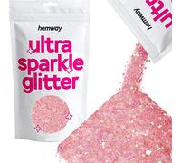 Hemway Ultra Sparkle Glitter - Peach Pink | 100g Mixed Metallic Flakes for Resin & Epoxy Crafts | Supplies for Tumblers, Festival, Hair, Face, Body, Eye & Nail Art Decoration