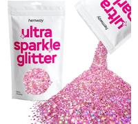 Hemway Ultra Sparkle Glitter Pink Holographic 100g Extra Chunky | Glitter for Arts & Craft, Makeup, Nail Art, Crafting, Card Making, Sparkle Decoration