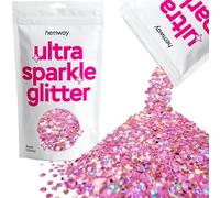 Hemway Ultra Sparkle Glitter Pink Holographic 100g Super Chunky | Glitter for Arts & Craft, Makeup, Nail Art, Crafting, Card Making, Sparkle Decoration