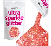 Hemway Ultra Sparkle Glitter - Pink Orange Iridescent Mix | 100g Mixed Metallic Flakes for Resin & Epoxy Crafts | Supplies for Tumblers, Festival, Hair, Face, Body, Eye & Nail Art Decoration