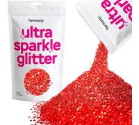 Hemway Ultra Sparkle Glitter - Red | Extra Chunky Metallic Flakes for Resin & Epoxy Crafts | Supplies for Tumblers, Festival, Hair, Face, Body, Eye & Nail Art Decoration | 100 g