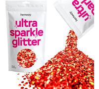 Hemway Ultra Sparkle Glitter Red Holographic 100g Super Chunky | Glitter for Arts & Craft, Makeup, Nail Art, Crafting, Card Making, Sparkle Decoration