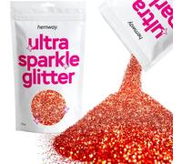 Hemway Ultra Sparkle Glitter - Red Holographic | Fine Metallic Flakes for Resin & Epoxy Crafts | Supplies for Tumblers, Festival, Hair, Face, Body, Eye & Nail Art Decoration | 100 g