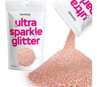 Hemway Ultra Sparkle Glitter - Rose Gold Holographic | 100g Microfine Metallic Flakes for Resin & Epoxy Crafts | Supplies for Tumblers, Festival, Hair, Face, Body, Eye & Nail Art Decoration