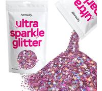 Hemway Ultra Sparkle Glitter Rose Pink Holographic 100g Multi Size | Glitter for Arts & Craft, Makeup, Nail Art, Crafting, Card Making, Sparkle Decoration