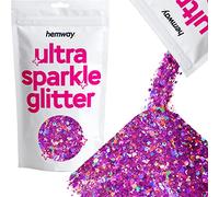 Hemway Ultra Sparkle Glitter Rose Pink Holographic Mix 100g Mixed | Glitter for Arts & Craft, Makeup, Nail Art, Crafting, Card Making, Sparkle Decoration