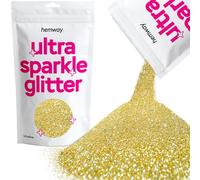 Hemway Ultra Sparkle Glitter - Sand Gold | 100g Metallic Flakes for Resin & Epoxy Crafts | Supplies for Tumblers, Festival, Hair, Face, Body, Eye & Nail Art Decoration
