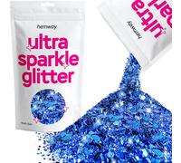 Hemway Ultra Sparkle Glitter - Sapphire Blue | 100g Multi Size Metallic Flakes for Resin & Epoxy Crafts | Supplies for Tumblers, Festival, Hair, Face, Body, Eye & Nail Art Decoration
