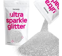 Hemway Ultra Sparkle Glitter Silver 100g Microfine | Glitter for Arts & Craft, Makeup, Nail Art, Crafting, Card Making, Sparkle Decoration