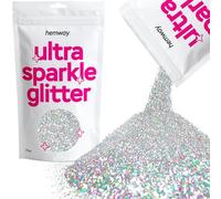 Hemway Ultra Sparkle Glitter Silver Holographic 100g Fine | Glitter for Arts & Craft, Makeup, Nail Art, Crafting, Card Making, Sparkle Decoration