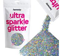 Hemway Ultra Sparkle Glitter Silver Holographic Mix 100g Mixed | Glitter for Arts & Craft, Makeup, Nail Art, Crafting, Card Making, Sparkle Decoration