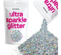 Hemway Ultra Sparkle Glitter - Silver Holographic Stars | 100g Metallic Flakes for Resin & Epoxy Crafts | Supplies for Tumblers, Festival, Hair, Face, Body, Eye & Nail Art Decoration
