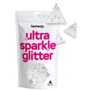 Hemway Ultra Sparkle Glitter - Triangle | Silver Metallic Flake Sequins for Resin & Epoxy Crafts | Craft Supplies for Tumblers, Festival, Hair, Face, Body, Eye & Nail Art Decoration | 50 g