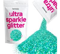 Hemway Ultra Sparkle Glitter - Turquoise Blue Holographic | 100g Chunky Metallic Flakes for Resin & Epoxy Crafts | Supplies for Tumblers, Festival, Hair, Face, Body, Eye & Nail Art Decoration