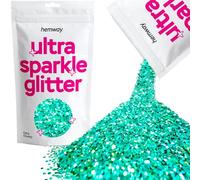 Hemway Ultra Sparkle Glitter - Turquoise Blue Holographic | 100g Extra Chunky Metallic Flakes for Resin & Epoxy Crafts | Supplies for Tumblers, Festival, Hair, Face, Body, Eye & Nail Decoration