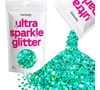 Hemway Ultra Sparkle Glitter Turquoise Blue Holographic 100g Super Chunky | Glitter for Arts & Craft, Makeup, Nail Art, Crafting, Card Making, Sparkle Decoration