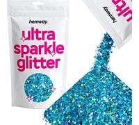 Hemway Ultra Sparkle Glitter - Turquoise Holographic Mix | 100g Mixed Metallic Flakes for Resin & Epoxy Crafts | Supplies for Tumblers, Festival, Hair, Face, Body, Eye & Nail Art Decoration