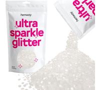 Hemway Ultra Sparkle Glitter White 100g Super Chunky | Glitter for Arts & Craft, Makeup, Nail Art, Crafting, Card Making, Sparkle Decoration