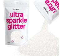 Hemway Ultra Sparkle Glitter - White Iridescent | 100g Chunky Metallic Flakes for Resin & Epoxy Crafts | Supplies for Tumblers, Festival, Hair, Face, Body, Eye & Nail Art Decoration