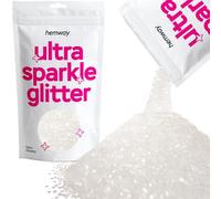 Hemway Ultra Sparkle Glitter - White Iridescent | 100g Extra Chunky Metallic Flakes for Resin & Epoxy Crafts | Supplies for Halloween Craft and Decorations, Autumn Decor, Masks, Nails, Face, Art