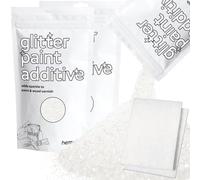 Hemway White Iridescent Glitter Paint Additive 200g with 2X Buffing Pads for Adding Sparkle to Paints & Varnish | Paint Walls Sparkly Add to Emulsion, Acrylic or Lacquer Indoor