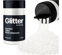 Hemway White Iridescent Glitter Shaker, 130g Chunky Glitter, Crafts 1/40" Metallic Flake White Sequins, Resin & Epoxy Crafts, Decorating, Halloween, Christmas, Nail, Face, Art