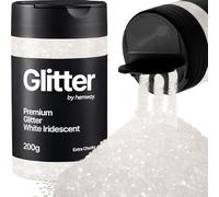 Hemway White Iridescent Glitter Shaker, 200g Extra Chunky Glitter for Crafts Metallic Flake Sequins for Resin & Epoxy Crafts for Decorating, Halloween, Christmas, Nail, Face, Art