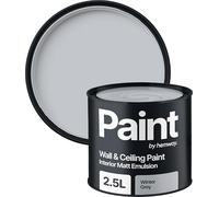 Hemway Winter Grey Paint 2.5 L, Indoor Matt Finish Wall Paint, Acrylic & Water-Based Emulsion, Quick Dry & High Coverage for the Kitchen, Bathroom & Bedroom Walls & Ceiling