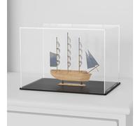 HEMYLU Acrylic Box with Matt Black Base, Simple Self-Assembly Clear Acrylic Display Case, 16x8x8 inch Showcase with Lid for Model Cars and Long Narrow Collections