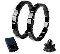 Hemys Hematite Bracelet for Men, Natural Stone Hematite Bracelets for Strength Vitality, Black Stretch Beaded Bracelets, Strong Inspirational Jewelry, Restore Confidence & Your Edge (2)