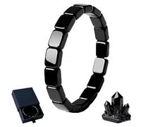 Hemys Hematite Bracelet for Men, Natural Stone Hematite Bracelets for Strength Vitality, Black Stretch Beaded Bracelets, Strong Inspirational Jewelry, Restore Confidence & Your Edge (1)