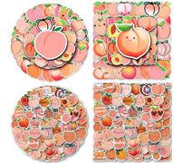 HEMYTAP 110 Pcs Peach Stickers Cute Fruit Stickers Pink Aesthetic Vinyl Waterproof Stickers for Laptop, Waterbottle, Phone, Skateboard, Guitar, Luggage, Helmet, Kids, Adult