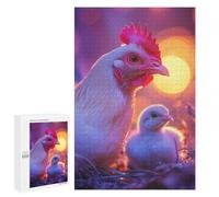 Hen And Chick at Sunset Challenging Puzzle for Adults, 1000 PCS - Winter Activity Gift - to Assemble, Frame And Display