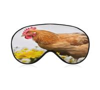 Hen and Flower Eye Mask, Side Sleeping Mask Light Blindfold Sleeping Mask Nose Pad and Elastic Band for Children Women and Men