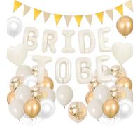 Hen Bachelorette Party Decorations Sand White Bride To Be Bridal Shower Balloons 16in 18in Heart Balloon 12in White Gold Transparent Balloons Gold Bunting Ribbon Glue Point Bachelorette Party